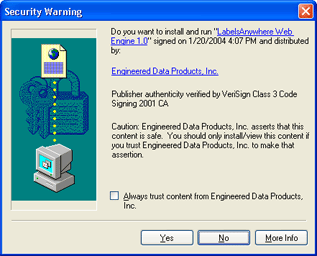 This is a sample of a dialog you may see when installing on Windows