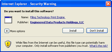 This is a sample of a dialog you may see when installing on Windows XP with Service Pack 2 installed